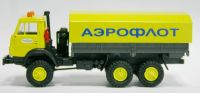 0211 модель грузового автомобиля темный борт, желтый тент, оранжевая мигалка